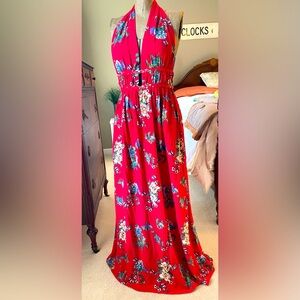 Beautiful red floral maxi dress